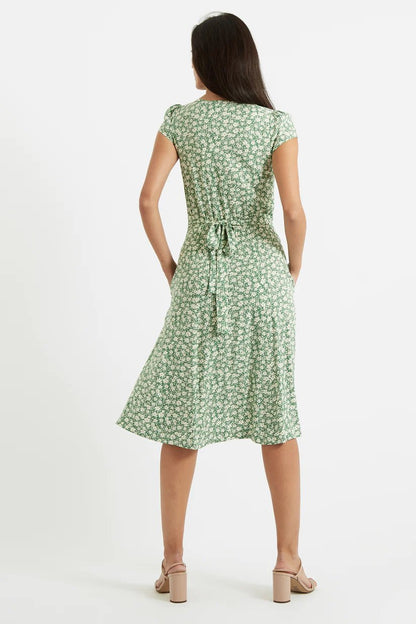 Louche Cathleen Midi Tea Dress Periwinkle Green Green