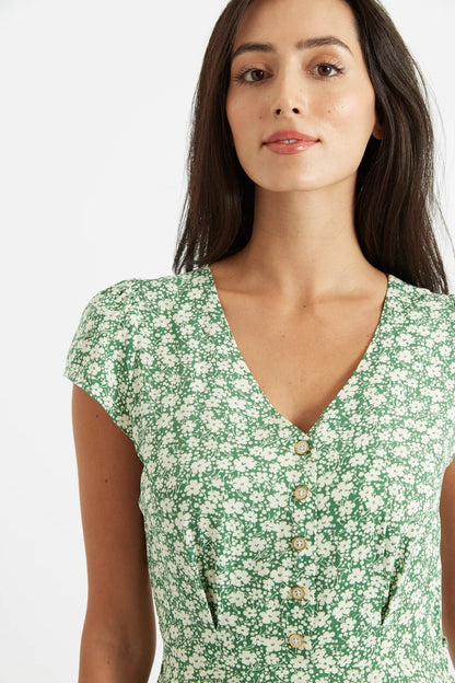 Louche Cathleen Midi Tea Dress Periwinkle Green 