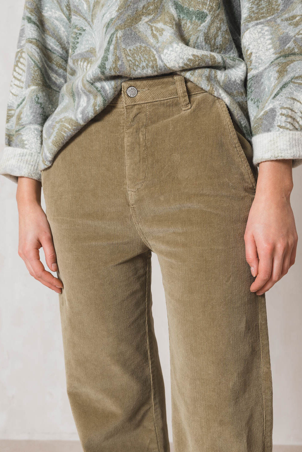 Indi & Cold Lichen Gina Cord Trousers Green