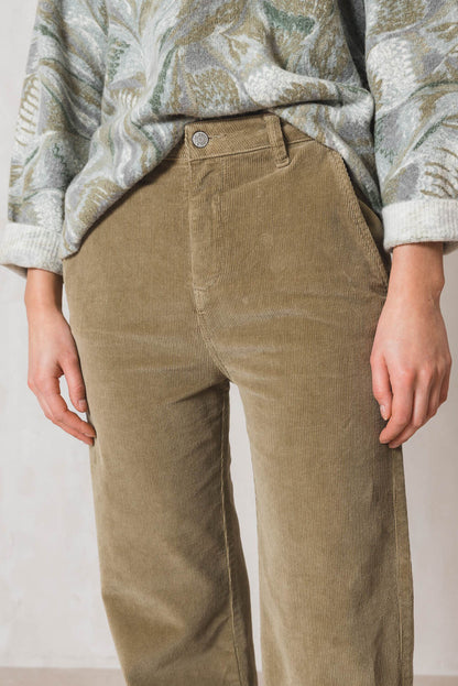 Indi & Cold Lichen Gina Cord Trousers Green
