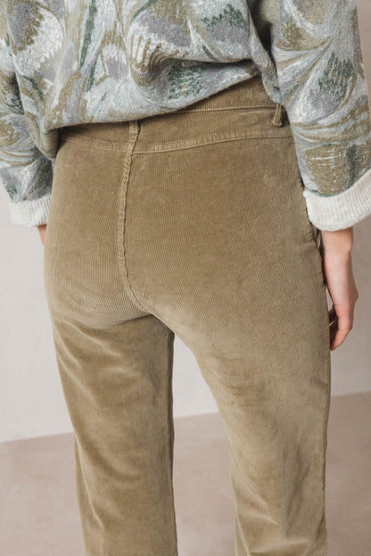 Indi & Cold Lichen Gina Cord Trousers Green