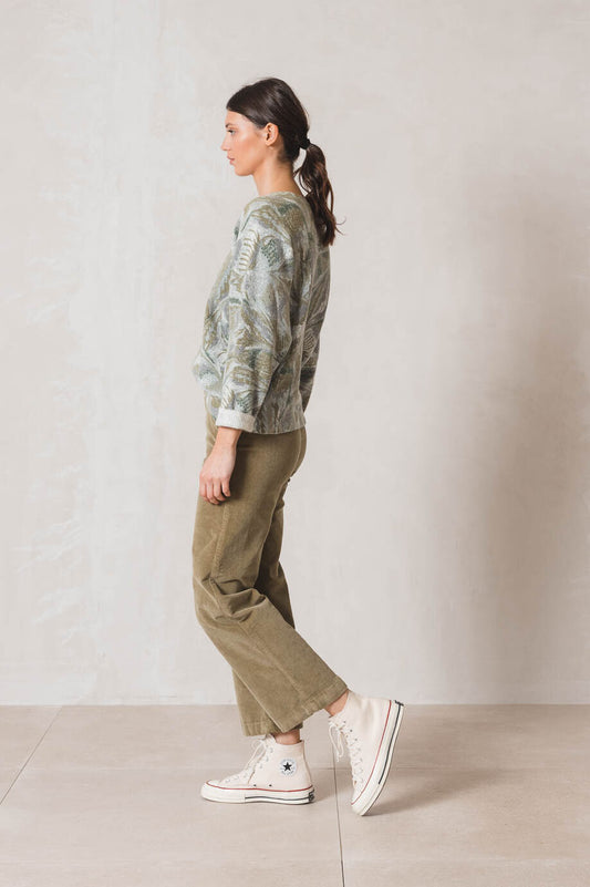 Indi & Cold Lichen Gina Cord Trousers Green
