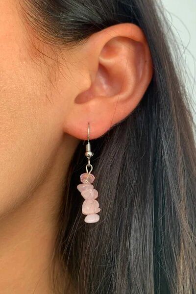 Lotus Feet Pink Chip Drop Earrings