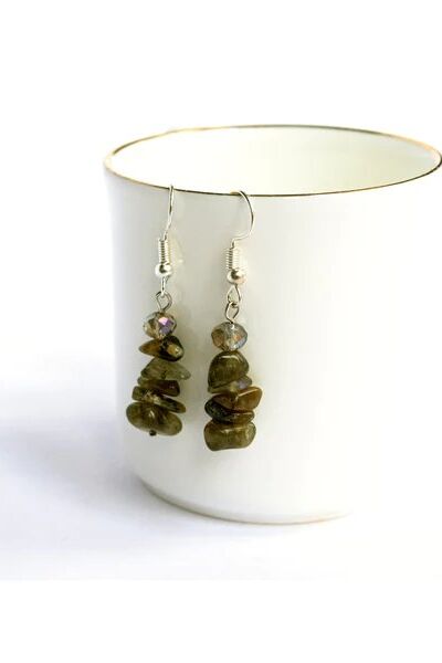 Lotus Feet Labradorite Chip Drop Earrings