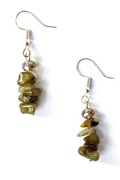Lotus Feet Labradorite Chip Drop Earrings