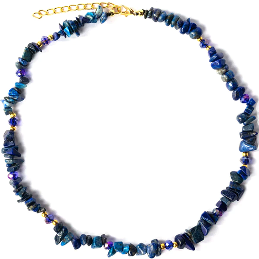 Lotus Feet Lapiz Chip Necklace Blue