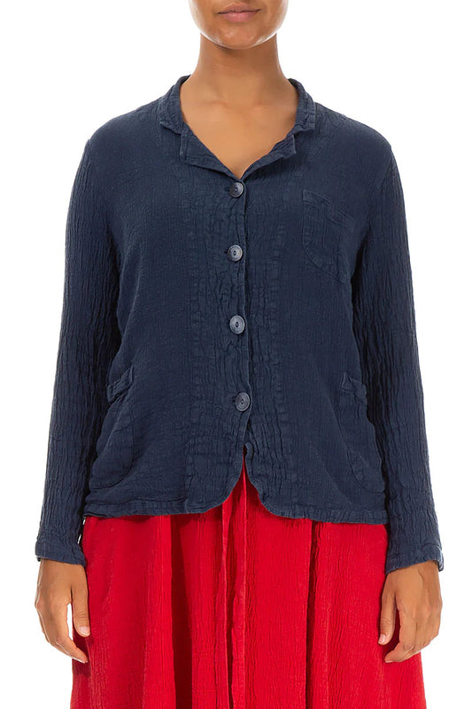 Grizas Crinkle Linen 71230 Jacket Blue Blue