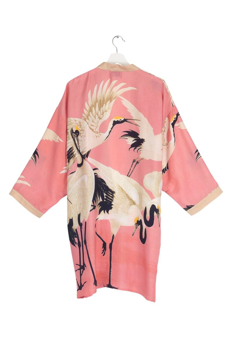 One Hundred Stars Stork Collar Kimono Lipstick Pink