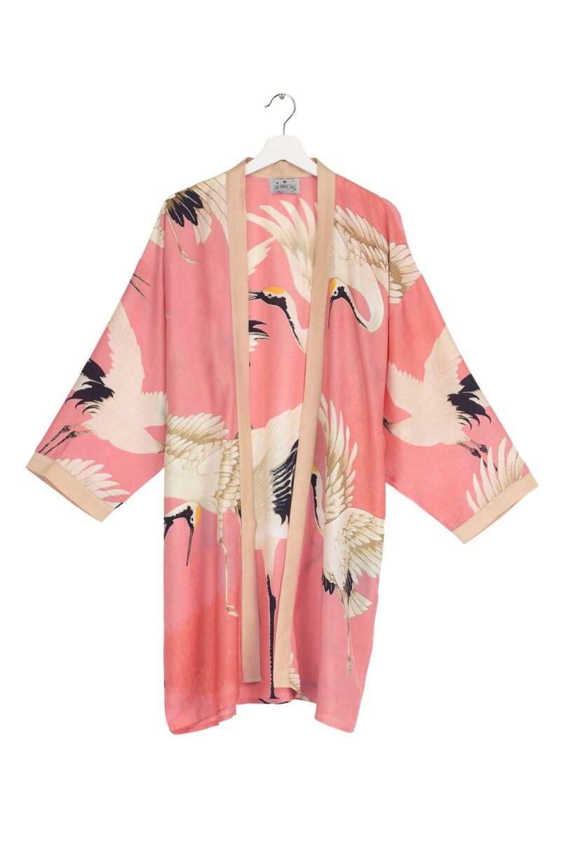 One Hundred Stars Stork Collar Kimono Lipstick Pink