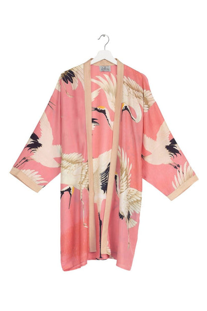 One Hundred Stars Stork Collar Kimono Lipstick Pink