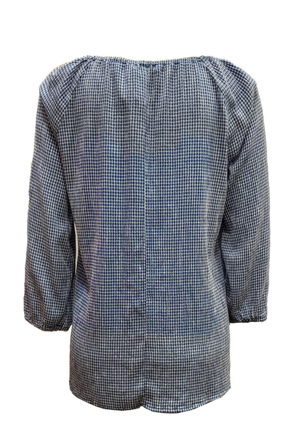 Cut Loose Crinkle Check Gathered Blouse Fava