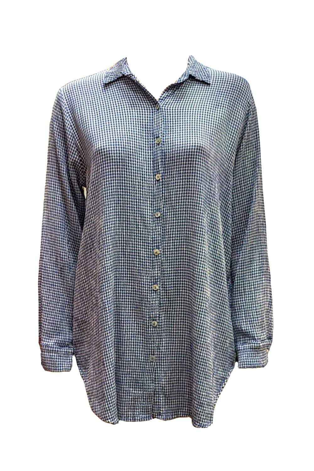 Cut Loose Crinkle Check A-Line Shirt Amalfi