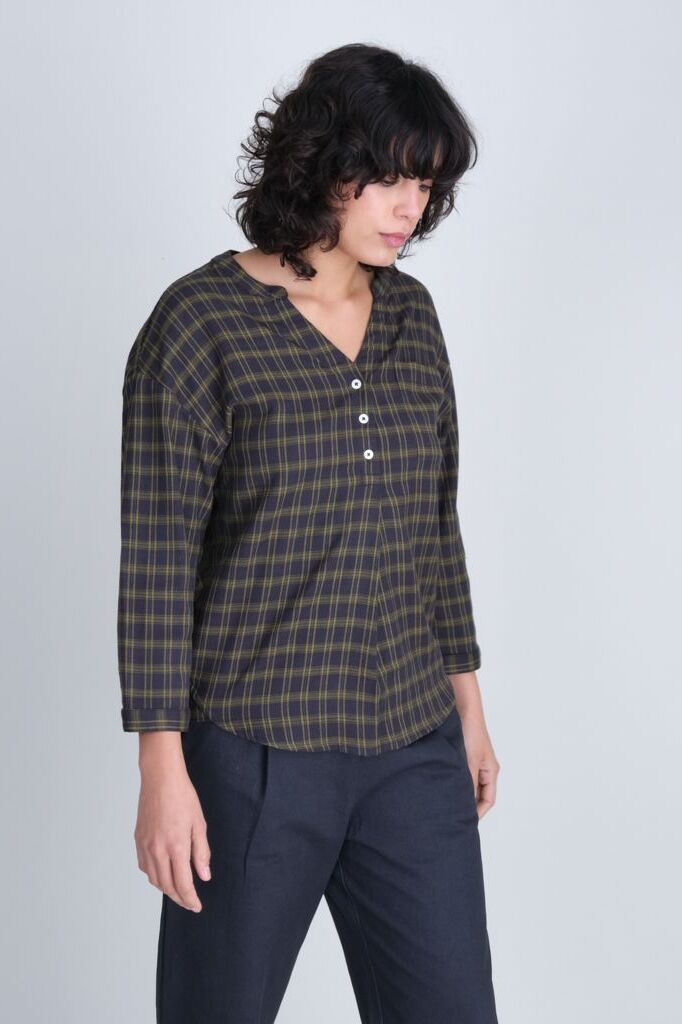 Bibico Relaxed Check Maho Blouse Blue