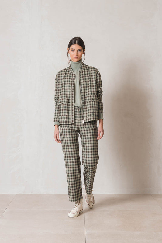 Indi & Cold Moss Lichen Plaid Trousers Green