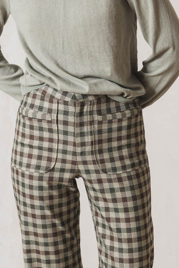 Indi & Cold Moss Lichen Plaid Trousers Green