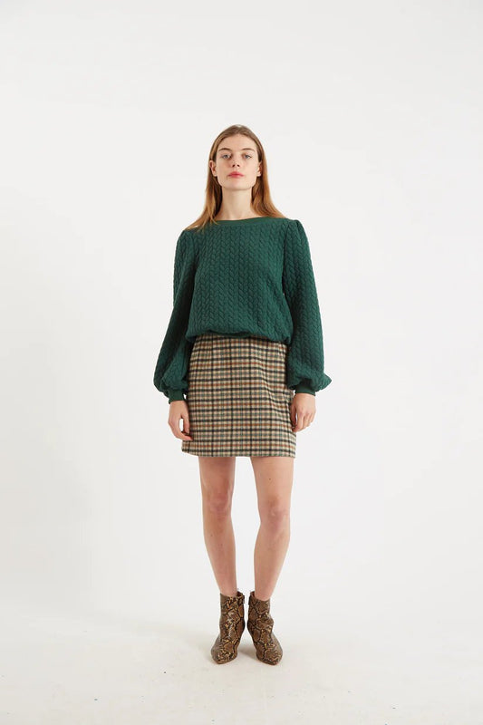 Louche Aubin Wexford Check Mini Skirt Oatmeal