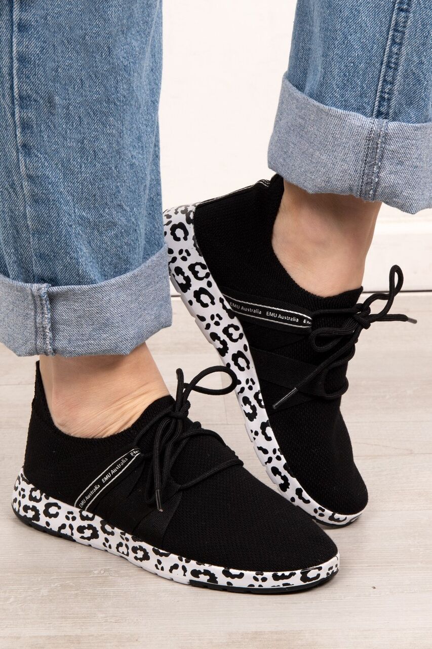 EMU Australia Leura Trainer Black Leopard Black