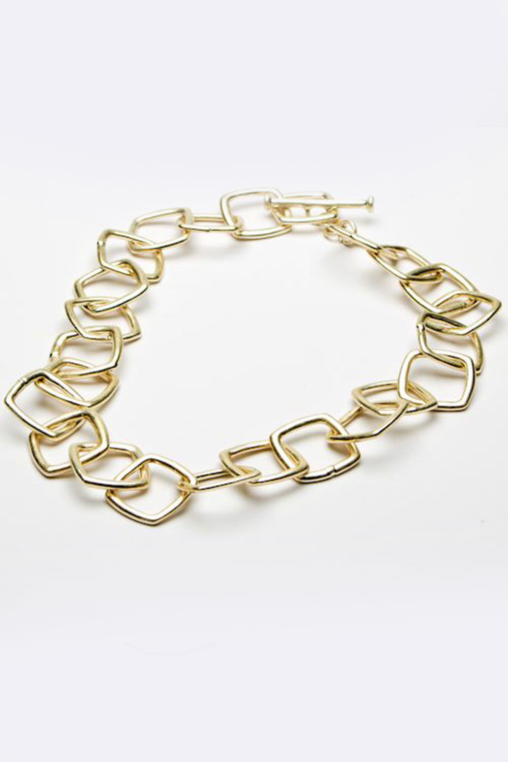 Eliza Gracious Short Chunky Square Link Necklace Silver