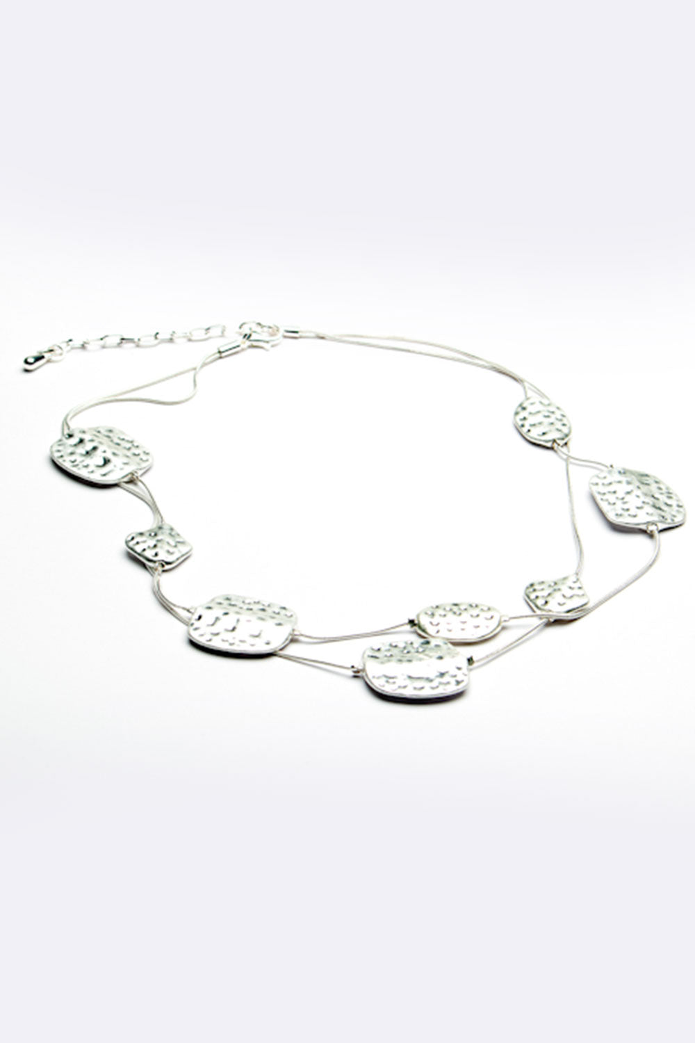 Eliza Gracious Beaten Effect Twin Strand Short Necklace Silver