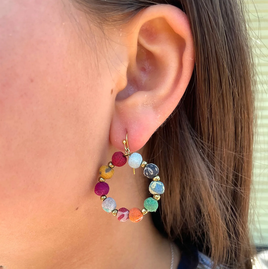 Just Trade Kantha Encircled Earrings