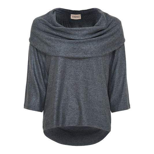 Thing Clothing Super Soft 6692 Cowl Knit Grey Blue Blue