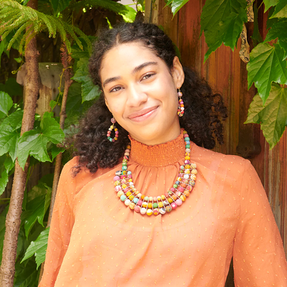 Just Trade Kantha Dangling Teardrop Earrings 