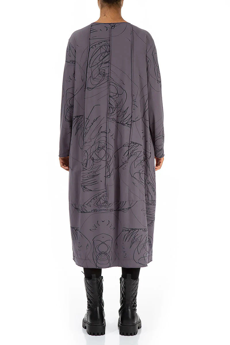 Grizas Cotton Jersey 91634 Seam Dress Purple