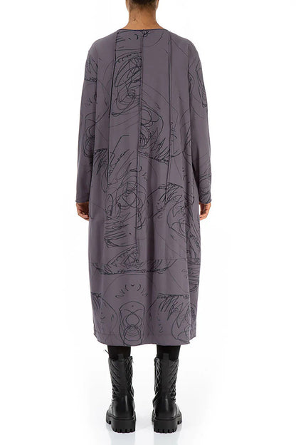 Grizas Cotton Jersey 91634 Seam Dress Purple