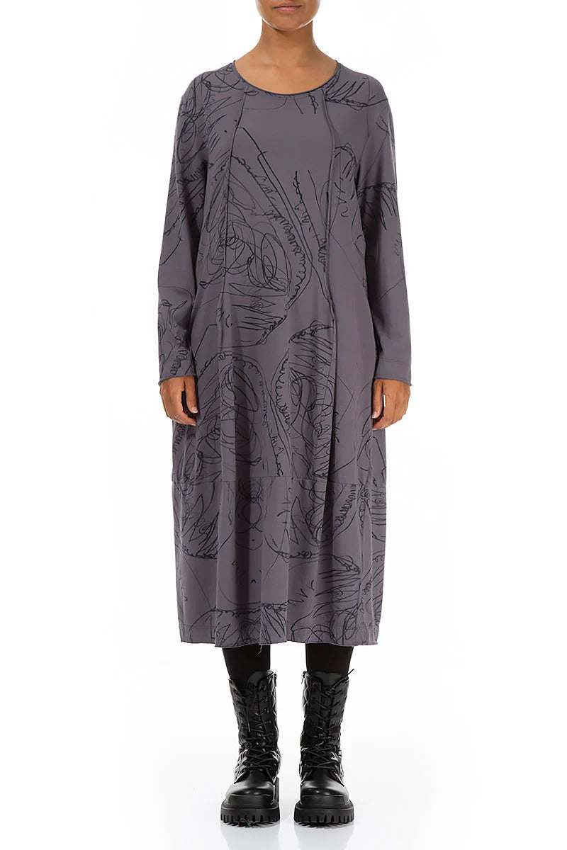 Grizas Cotton Jersey 91634 Seam Dress Purple