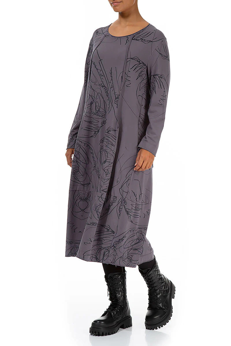 Grizas Cotton Jersey 91634 Seam Dress Purple