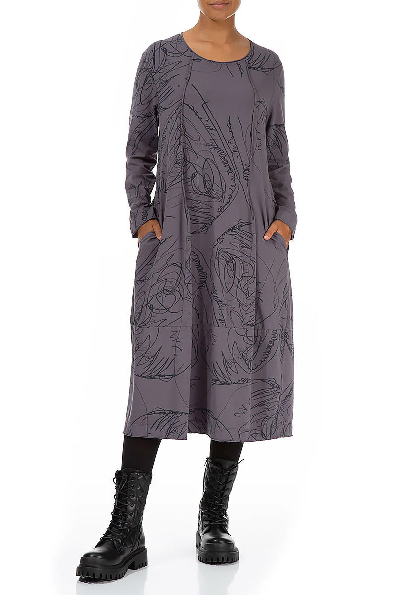 Grizas Cotton Jersey 91634 Seam Dress Purple