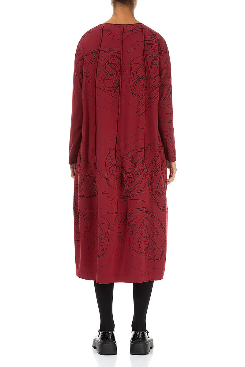 Grizas Cotton Jersey 91634 Seam Dress Red