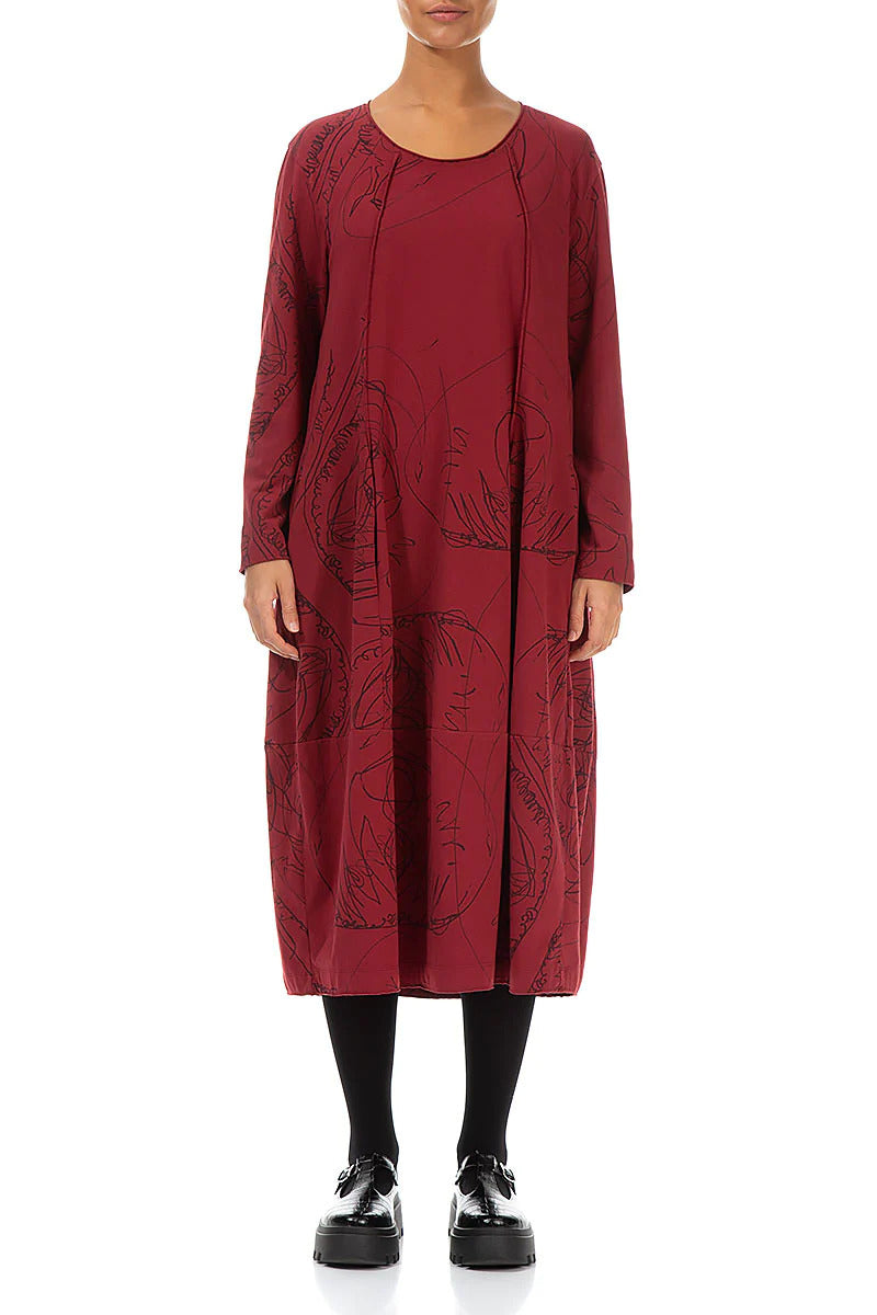 Grizas Cotton Jersey 91634 Seam Dress Red