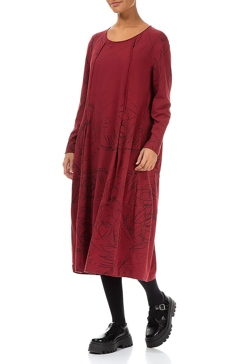 Grizas Cotton Jersey 91634 Seam Dress Red