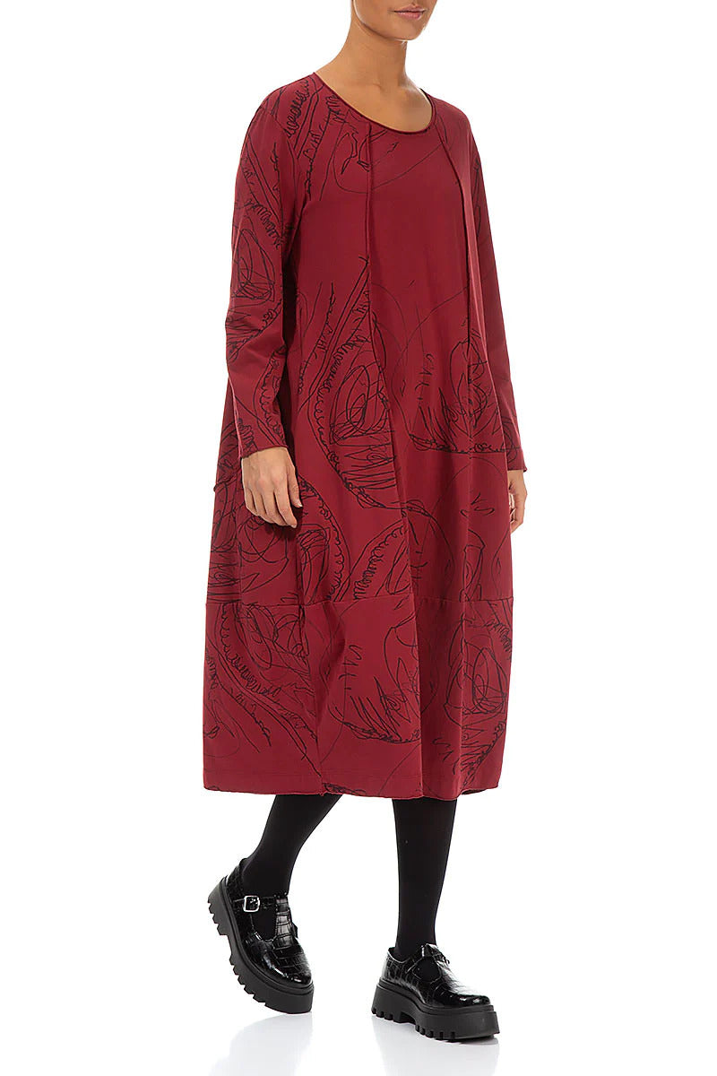 Grizas Cotton Jersey 91634 Seam Dress Red