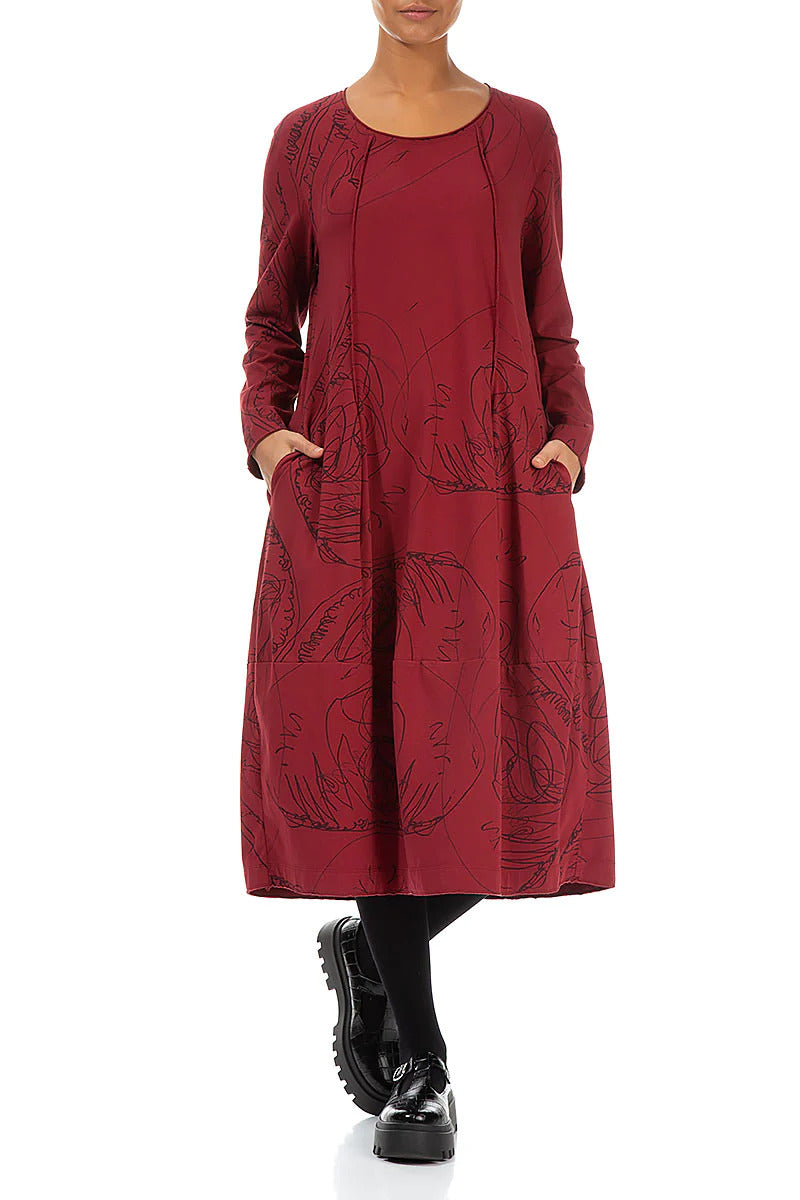Grizas Cotton Jersey 91634 Seam Dress Red