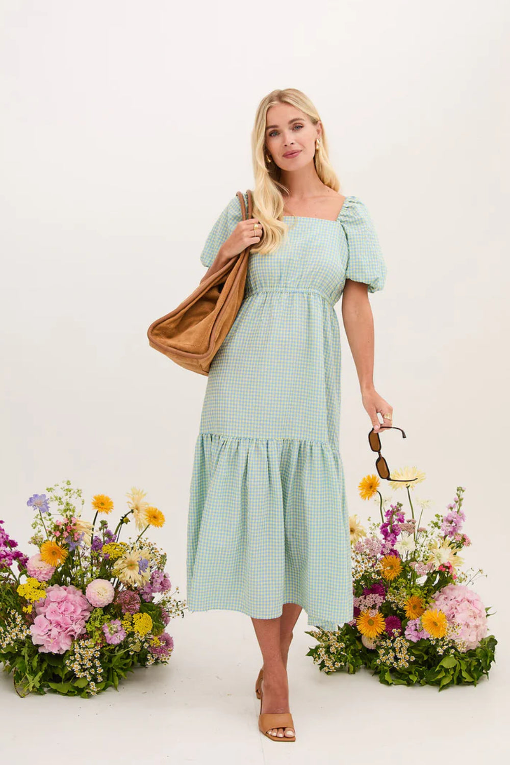Eliza Gingham Midi Dress