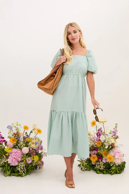 Eliza Gingham Midi Dress