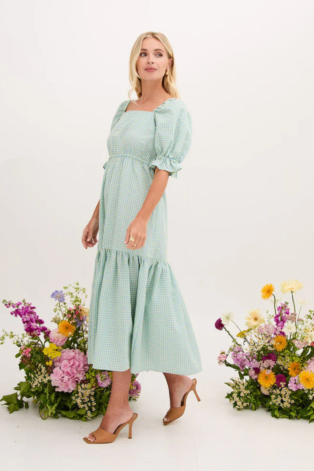 Eliza Gingham Midi Dress