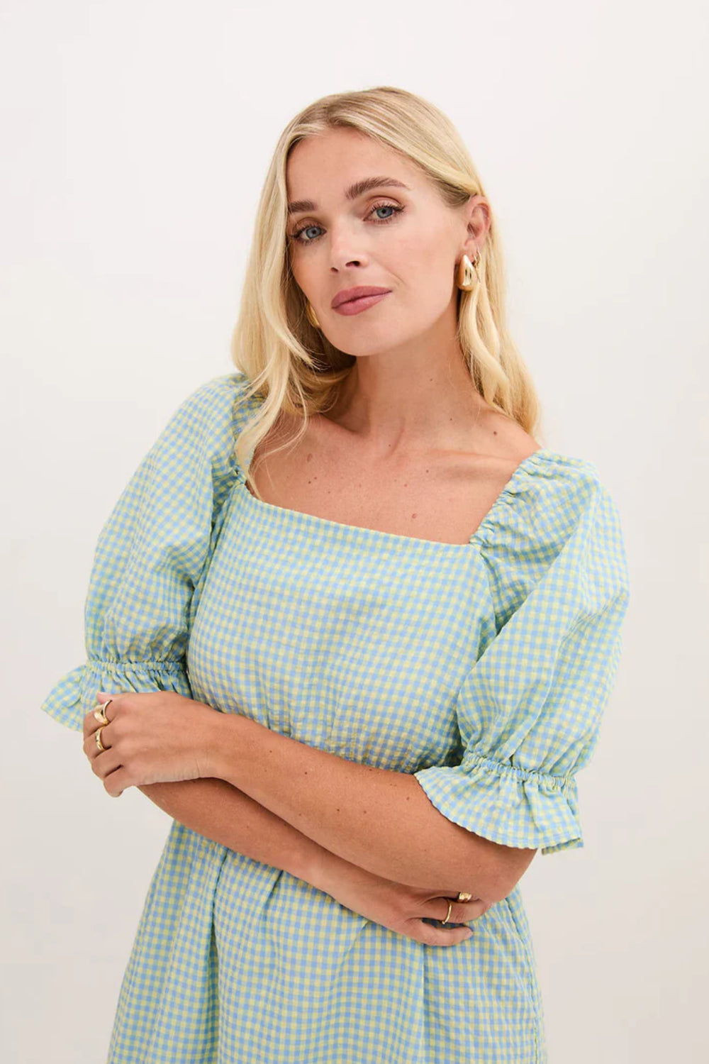 Eliza Gingham Midi Dress