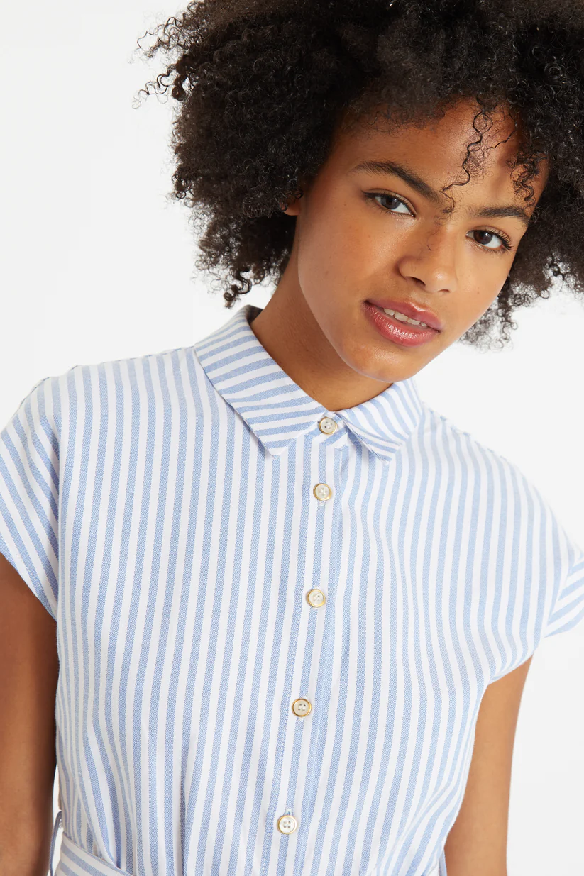Louche Fleur Sail Stripe Shirt Dress Blue Blue