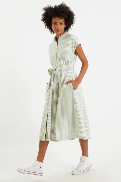 Louche Fleur Sail Stripe Shirt Dress Green Green