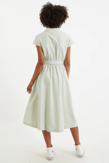 Louche Fleur Sail Stripe Shirt Dress Green Green