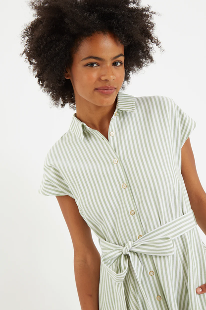 Louche Fleur Sail Stripe Shirt Dress Green Green