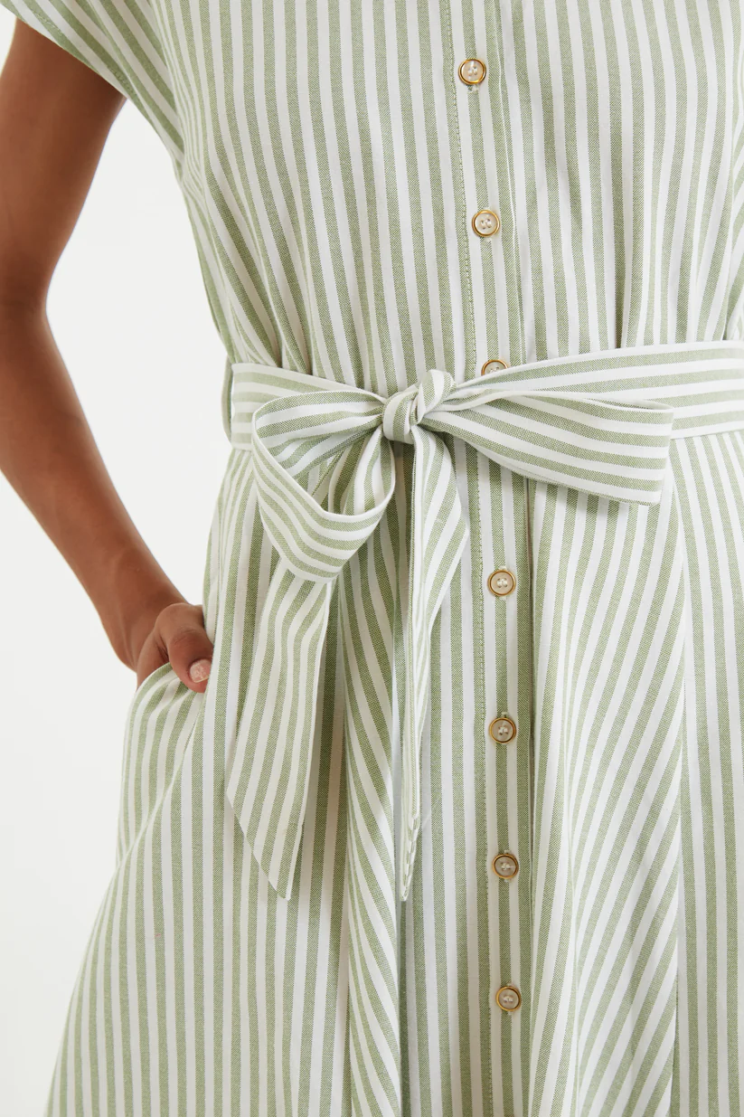 Louche Fleur Sail Stripe Shirt Dress Green Green