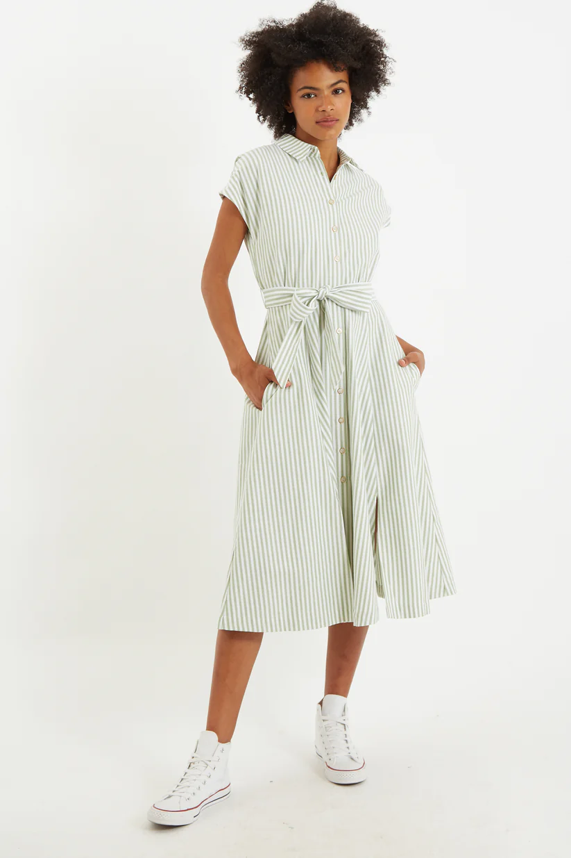 Louche Fleur Sail Stripe Shirt Dress Green Green