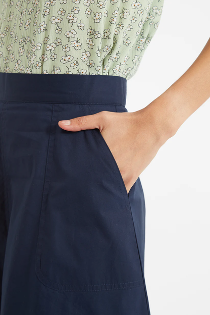 Louche Francoise Poplin Midi Skirt Navy 