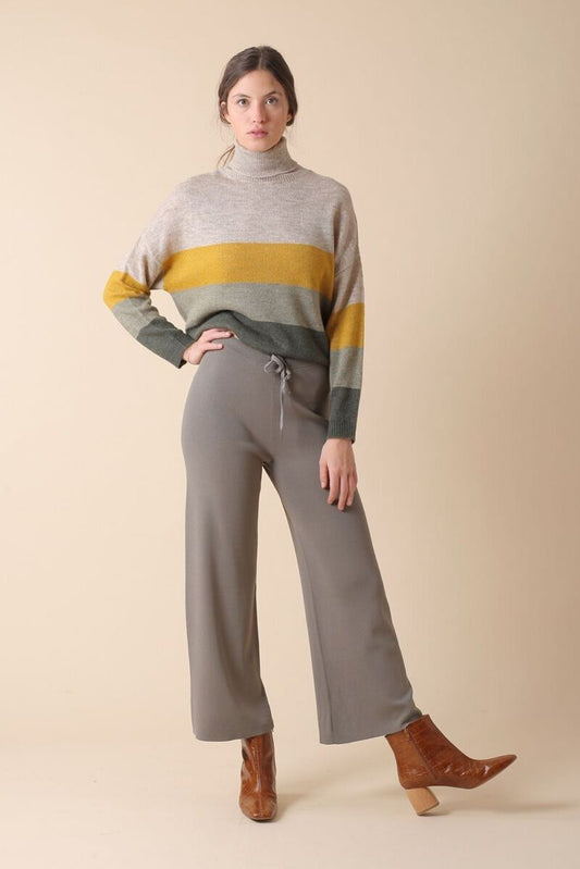 Indi & Cold Grey Stripe Jumper Khaki