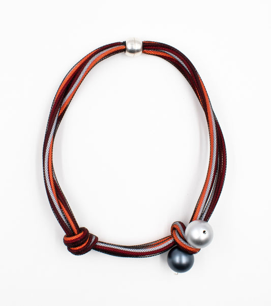 Christina Brampti K2175 Net and Bead Necklace Red