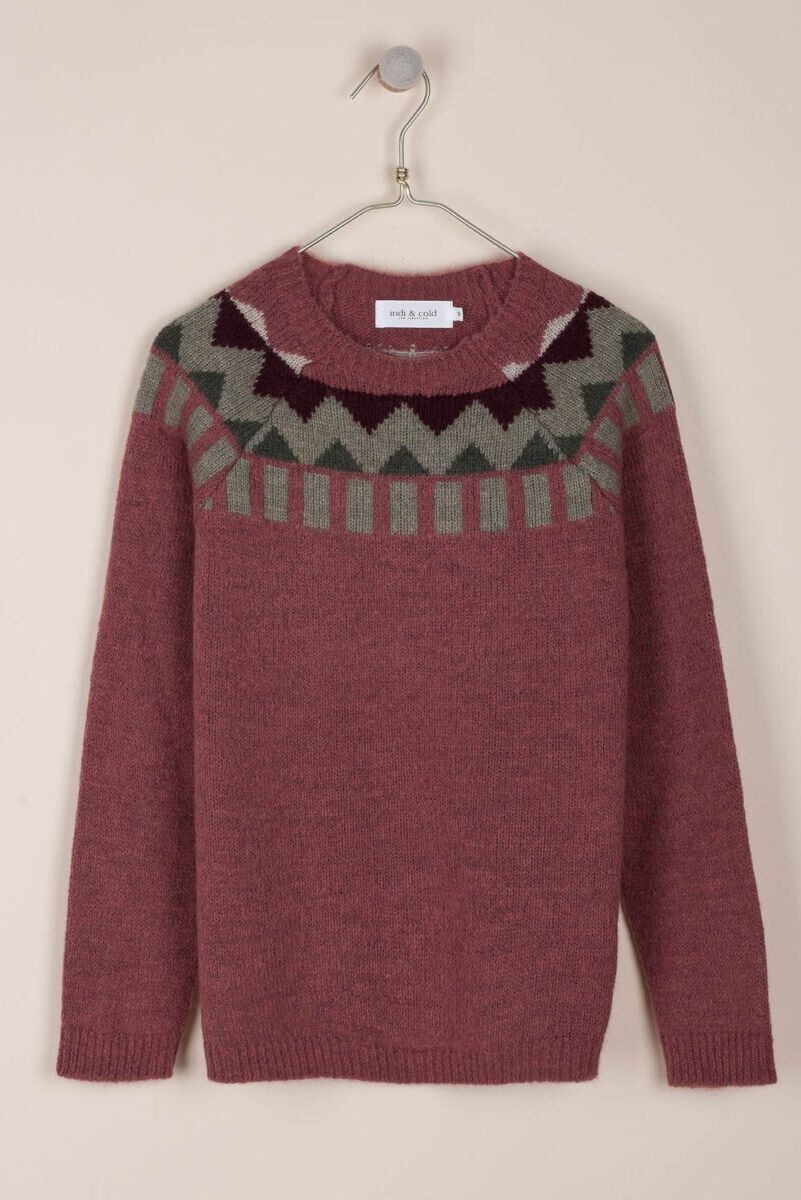 Indi & Cold Jaquard Border Jumper Malva